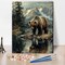 DIY Paint-by-Number Kit for Adults, Bear Design on Canvas, 16×20 Inch Frameless Color-by-Number Art Craft Set